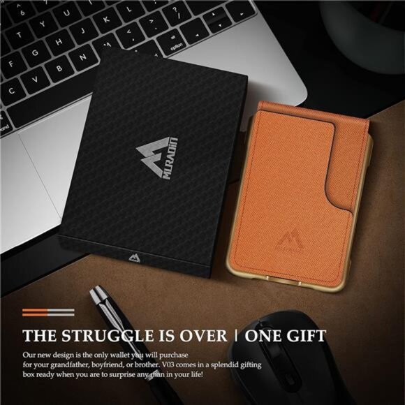 Tactical Bifold Wallets for Men Saffiano Orange & Gold - Picture 6 of 6